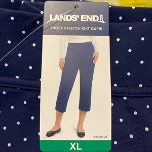 Lands' End Navy Polka Dot Cropped Pants